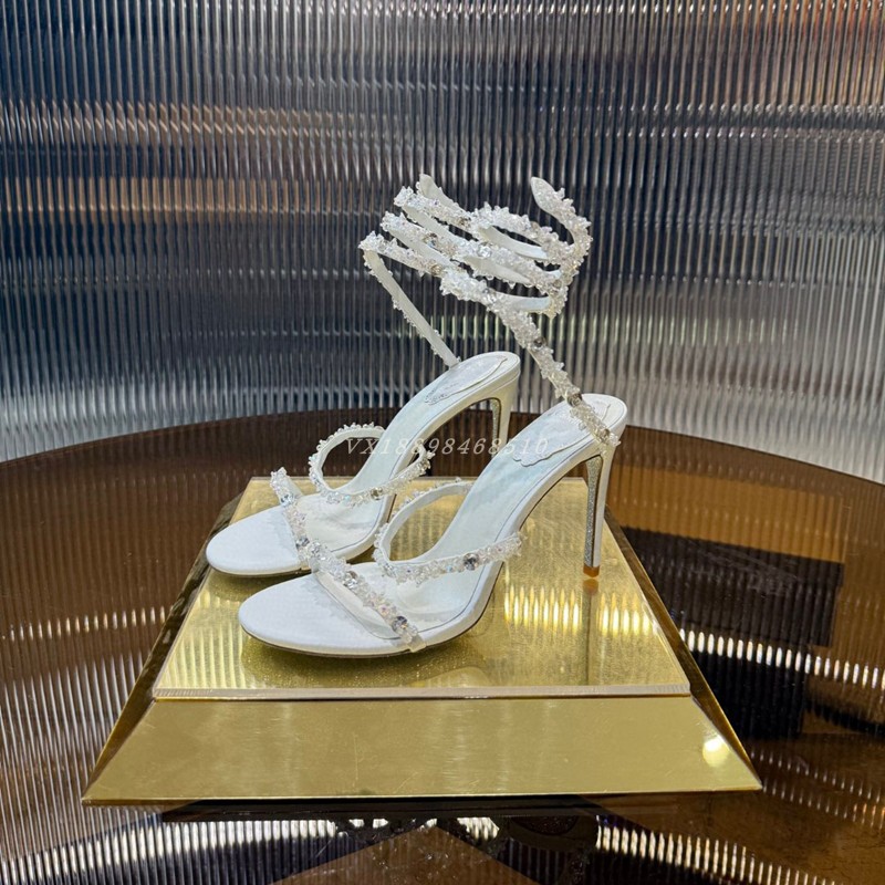 外贸重工水晶蛇形缠绕性感细高跟罗马式凉鞋女外穿气质名媛仙女鞋