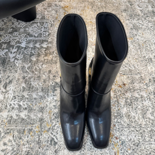 外贸女王性感超稳粗高跟女短靴牛皮气质名媛御姐斩男秋冬配大衣