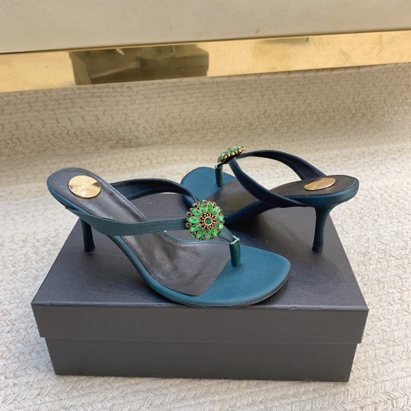 外贸女王性感细高跟夹趾凉拖鞋女外穿葵花钻石扣气质名媛御姐