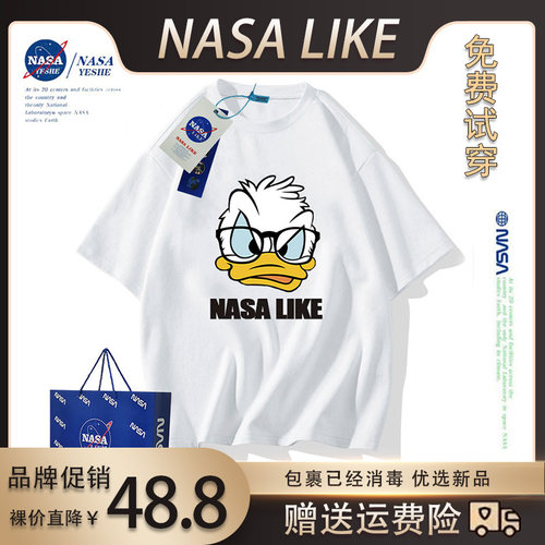 NASA圆领潮牌短袖卡通T恤新纯棉