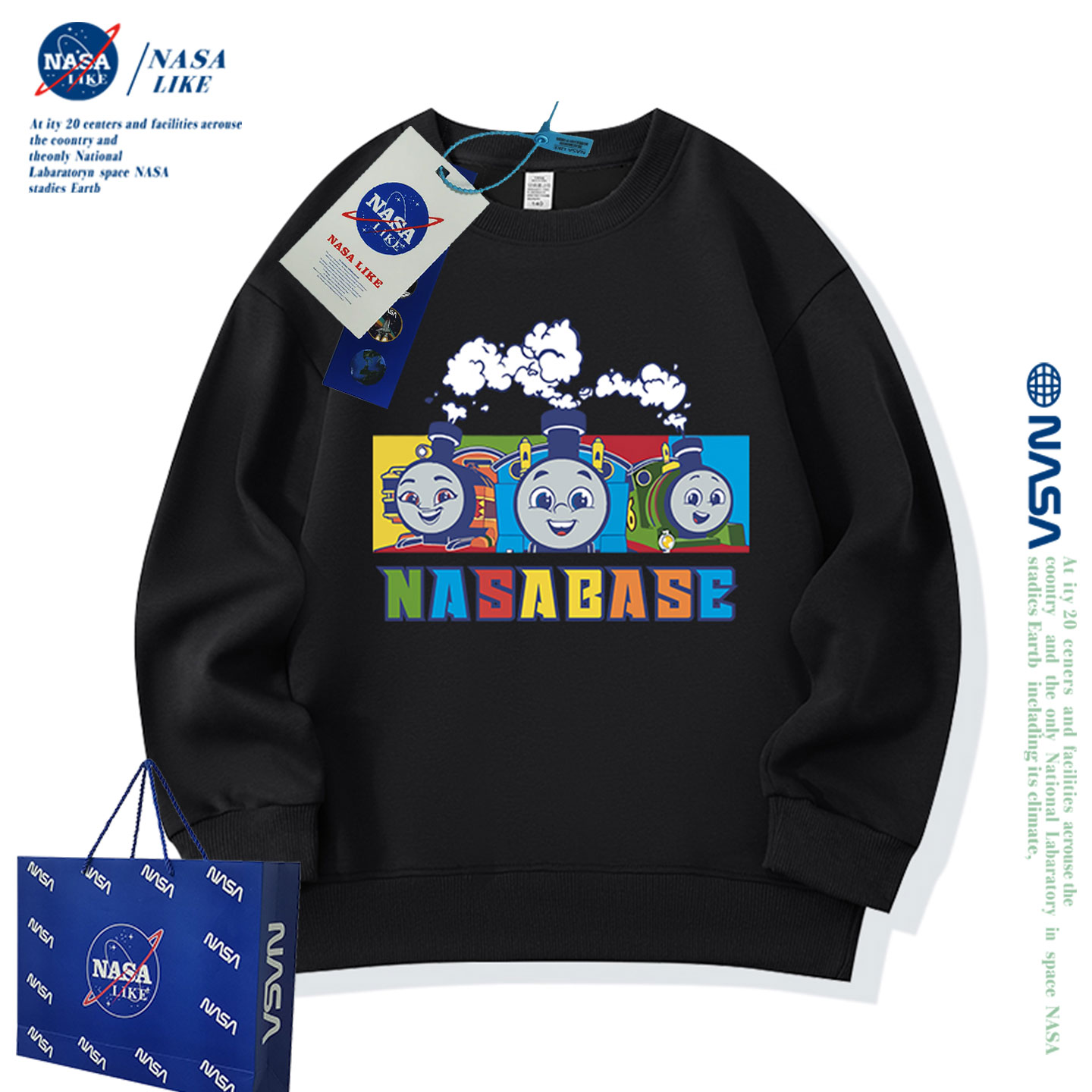 NASA联名儿童卫衣春秋冬季新款托马斯小火车圆领男童女童卫衣童装