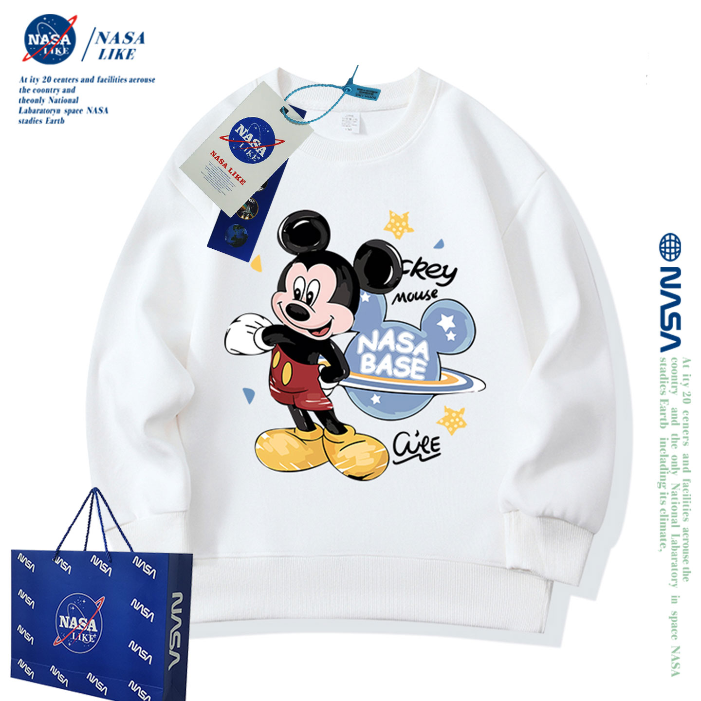 NASA联名儿童卫衣迪士尼米奇春秋冬季新款圆领男童大儿童卫衣外套