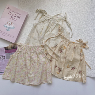女寶寶吊帶純棉軟薄上衣蝴蝶結(jié)牛仔褲 日單夏裝