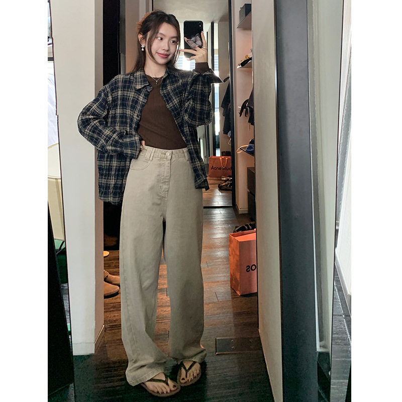 EALA2024新韩秋冬季版简约牛仔裤