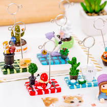 Small fresh cartoon resin photo clip creative lovely succulent plant note clip message clip Mini desktop ornament