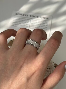 S925银波浪纹女士开口轻奢戒指