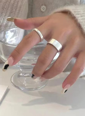 纯银磨砂面开口戒指女网红时尚