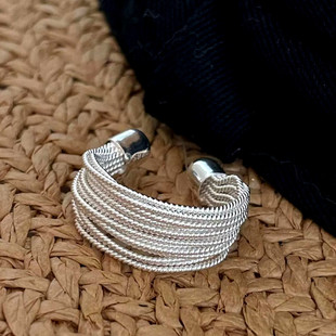 手工打造 | 层次感 925纯银戒指女超多层线股层叠夸张ins风指环潮