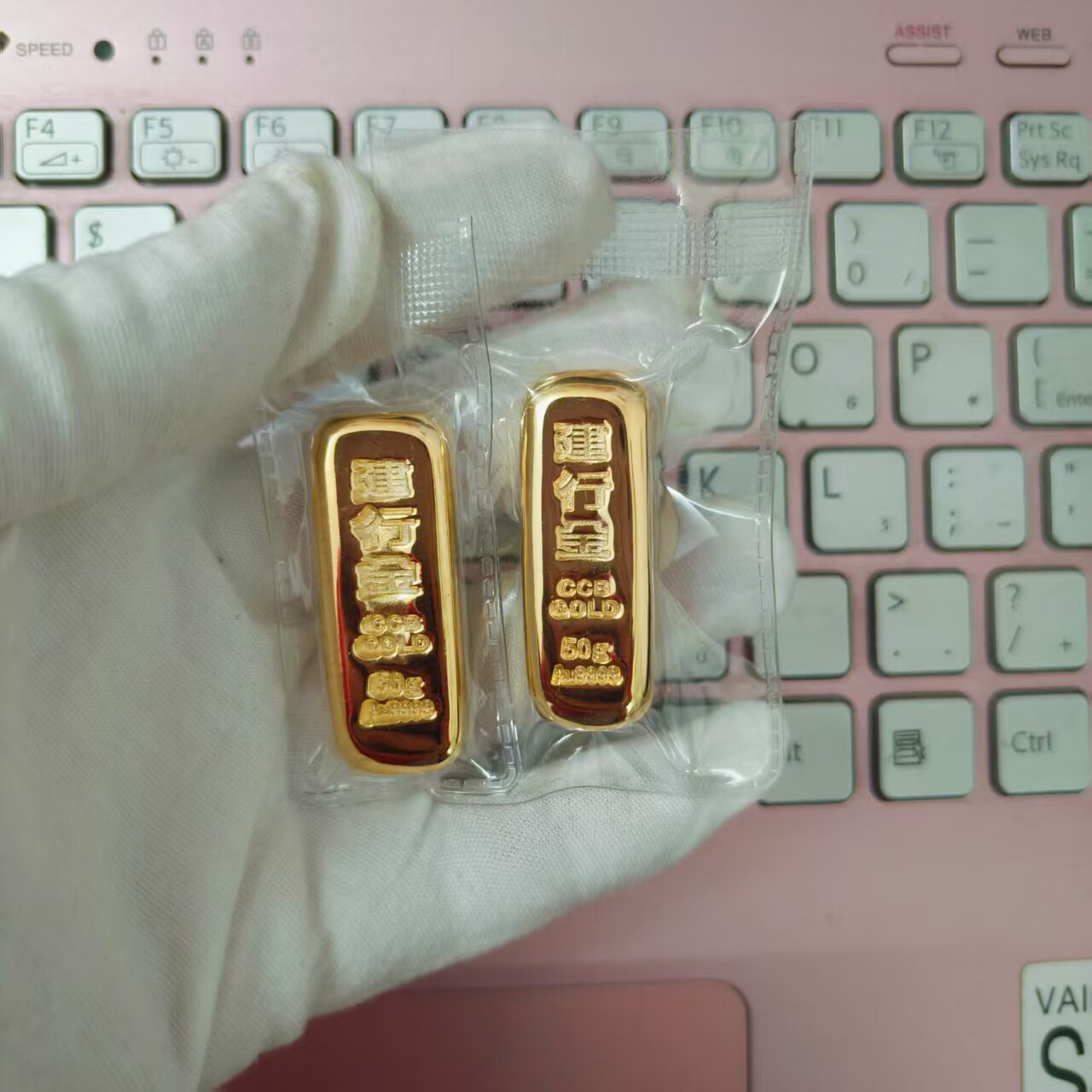 仿真金条金砖建行金条样品摆件铜装饰摆件