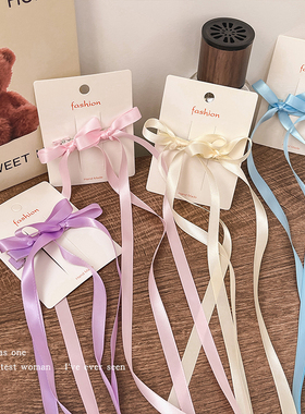 蝴蝶结发夹女侧边刘海夹双马尾编发丝带芭蕾发带鸭嘴夹子头饰发卡