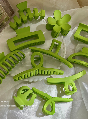 绿色系丸子头抓夹发夹女后脑勺鲨鱼夹发卡大号盘头发发抓头饰夹子