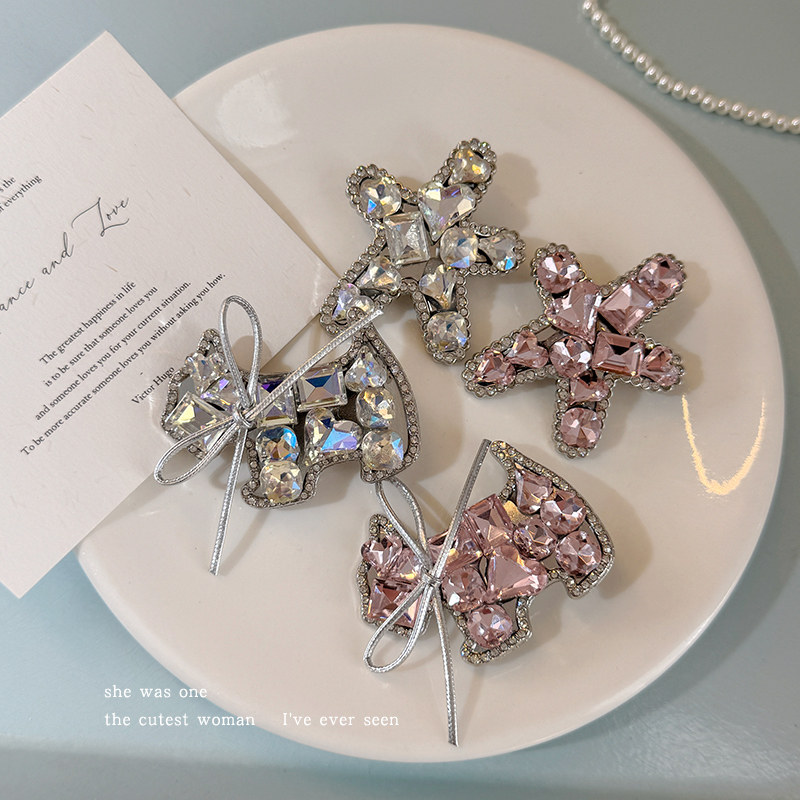 爆闪水钻星星小狗发夹女鸭嘴夹子