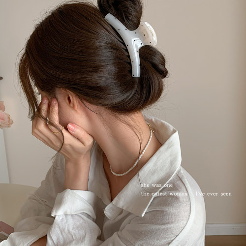 韩版波点抓夹半扎发夹头饰发卡