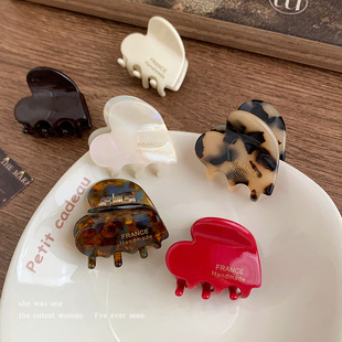 法式 后脑勺发卡夹子鲨鱼夹秋冬发夹头饰 醋酸爱心小抓夹女2025新款