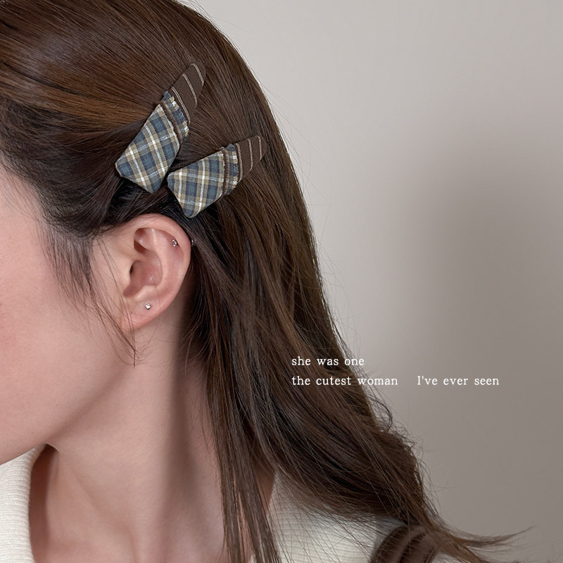 欧尼同款格纹拼接发夹碎发刘海夹