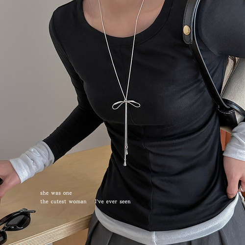 蝴蝶结流苏项链轻奢小众设计感