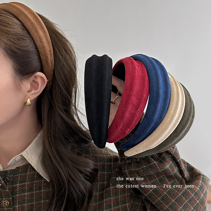 洋气时尚宽边丝绒发箍设计感头箍