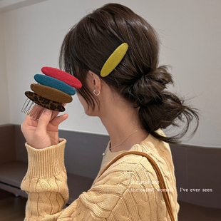 复古毛呢倒插梳发夹女碎发整理神器发梳公主头侧边夹刘海固定发卡
