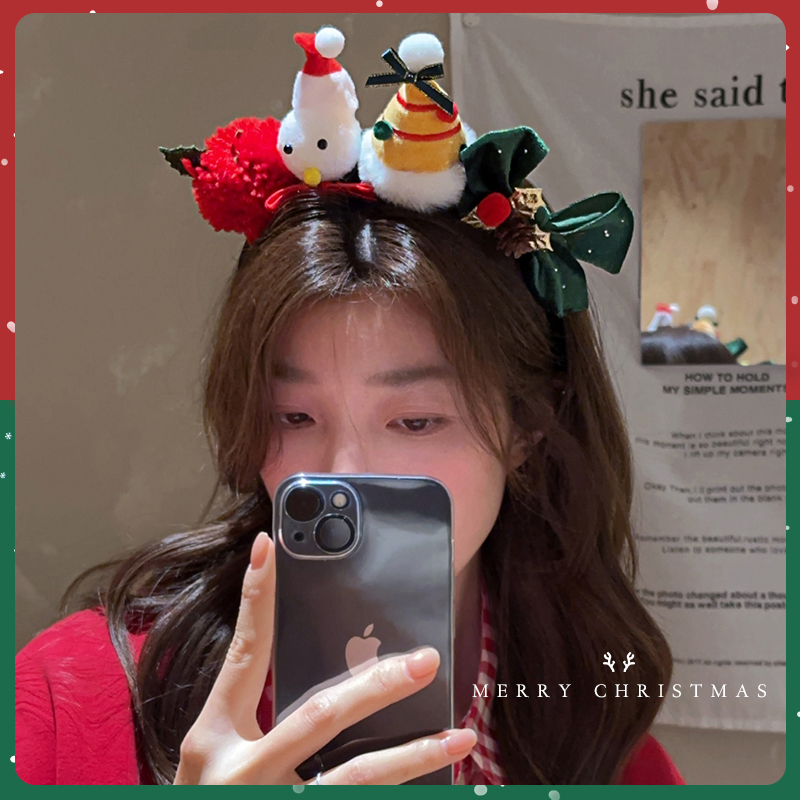 雪人发箍毛绒小熊头箍女节日派对