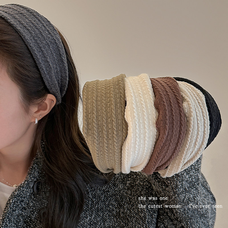 百搭麻花纹理针织发箍女秋冬高级感发卡外出高颅顶宽边头箍头饰品