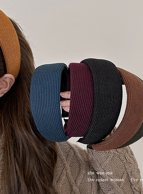 韩系纯色针织宽边发箍女2025新款高颅顶压发头箍秋冬新款发卡发捆
