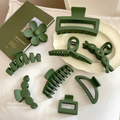 春夏墨绿色超大号鲨鱼夹发夹女后脑勺抓夹发卡盘头发夹子头饰发抓