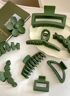 秋冬墨绿色超大号鲨鱼夹发夹女后脑勺抓夹发卡盘头发夹子头饰发抓