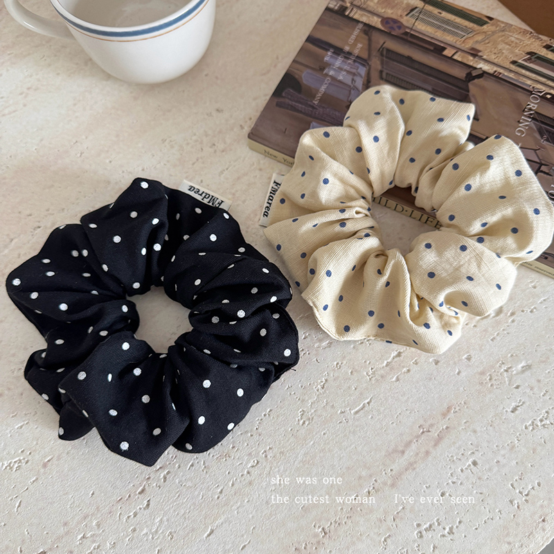 简约复古波点大肠发圈韩系高级感