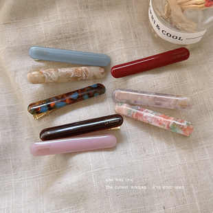 ins风小法棍醋酸发夹女前额刘海夹碎发侧边夹一字夹鸭嘴夹子发卡