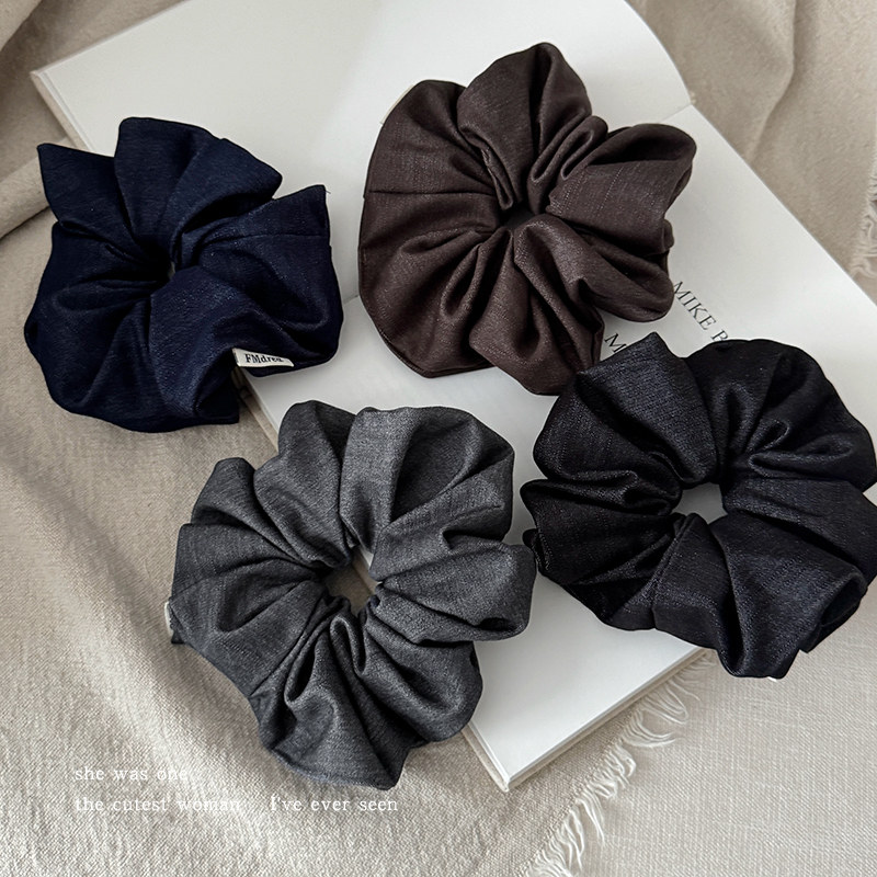 法式纯色布艺大肠发圈女高级感头花发绳高马尾头绳百搭扎头发皮筋