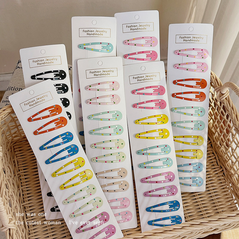 儿童糖果色波点发夹女刘海侧边夹