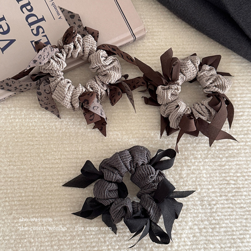 韩系编织蝴蝶结大肠发圈丸子头绳图片