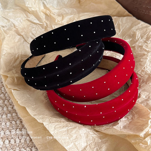 秋冬新款植绒闪钻发箍女宽边头箍