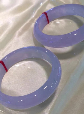 缅甸翡翠手镯冰种紫罗兰玉镯子扁条贵妃玉手镯淡紫飘花春彩处理镯