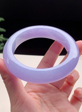 紫罗兰翡翠玉手镯缅甸冰糯种飘绿春彩正圈处理翡翠贵妃女款玉石镯