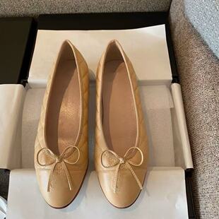 蝴蝶结百搭芭蕾舞单鞋 女浅口圆头法式 小香风平底单鞋 苏茵茵同款
