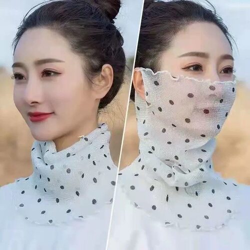 遮颈纹薄款网纱围脖夏季蕾丝小假