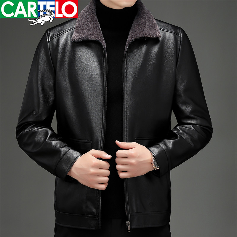 基础大众皮毛一体翻领仿皮衣