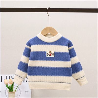 男童儿童毛衣洋气2025新款春秋冬加厚针织衫套头条纹保暖打底爆款