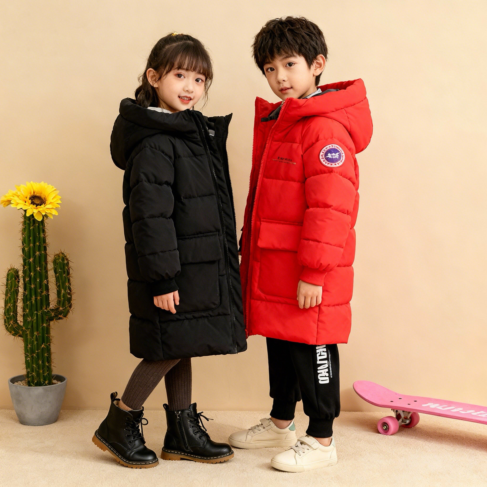 反季秋冬新款儿童羽绒棉服宝宝男童女童加厚中长款棉衣童装棉袄冬