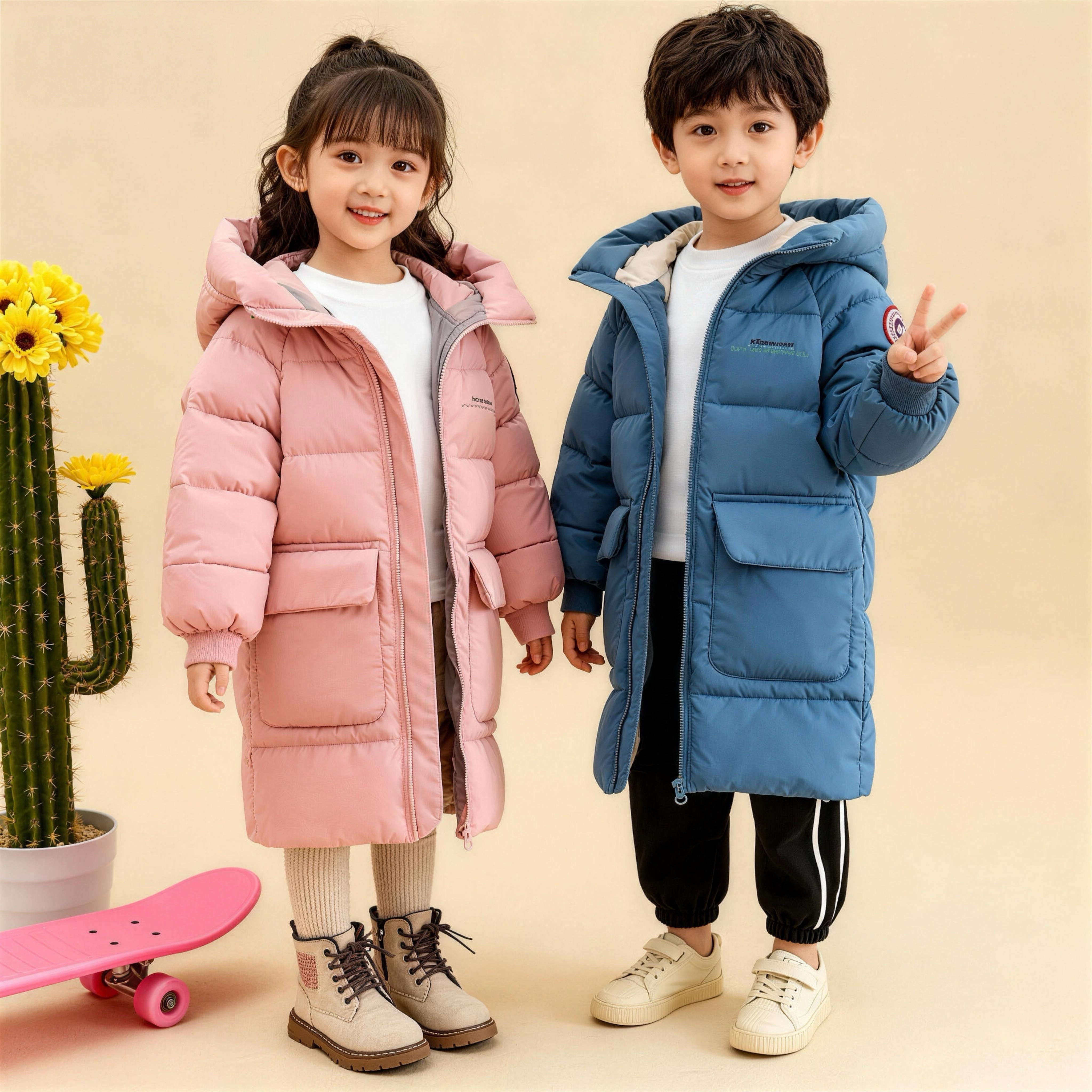 童装儿童棉服2026新款男童女童中长款加厚棉袄中大童冬装保暖外套