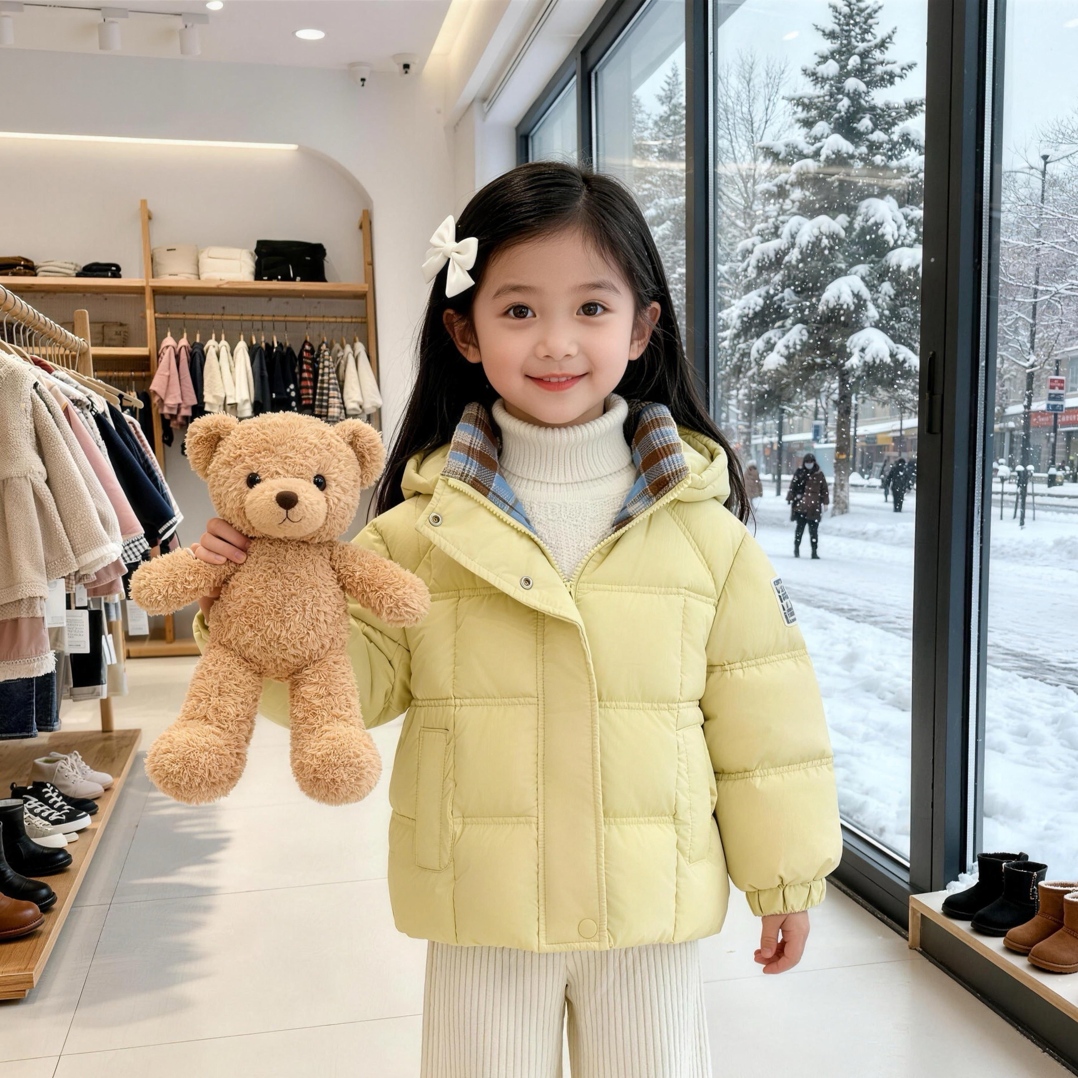 女童棉服冬装2026新款洋气保暖连帽外套时髦儿童冬季加厚羽绒棉衣