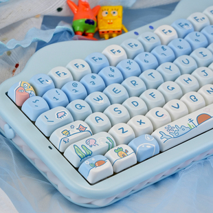 海绵宝宝键帽PBT五面热升华MOA高度蓝色风格 104 适用68