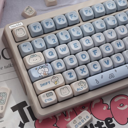 乐队小狗键帽PBT热升华MOA高度迈从VGN75 98 104可爱蓝色十字键帽