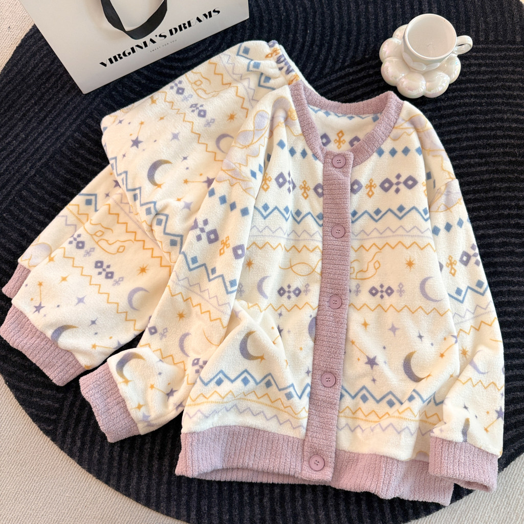 秋冬珊瑚绒女保暖家居服套装