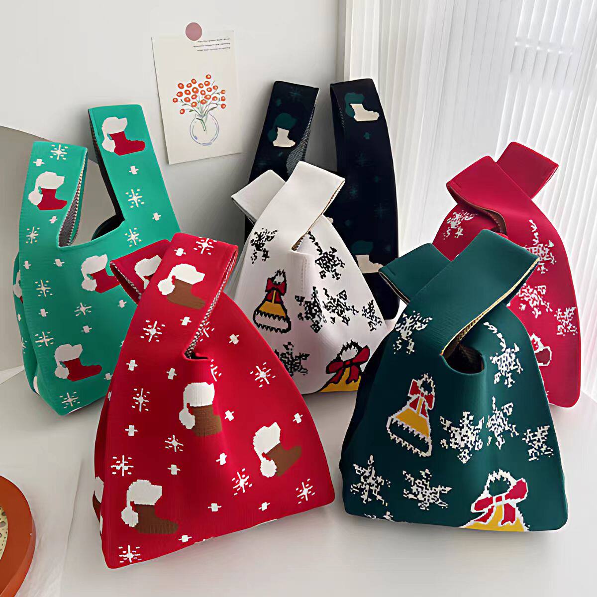 圣诞节送礼糖果袋礼品袋针织包礼品包袋手提包手拿包托特包礼物袋