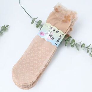 薄款 防滑中筒丝袜月子袜夏季 袜防勾丝不勒腿 花边松口袜