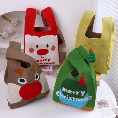 圣诞节平安夜手拎包时尚针织包轻便斜挎包厂家圣诞节清新