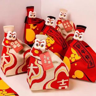 针织包礼品袋花朵可爱新颖送人结婚生日百岁宴礼品袋伴手礼可定制