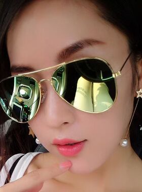 彩膜太阳镜女款圆脸墨镜女镜韩版时尚潮网红驾驶眼镜